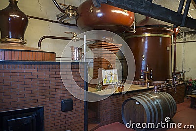 Pineau distillery at Le Maine Giraud Manor ,Champagne-Vigny,Poitou-Charentes,France. Editorial Stock Photo